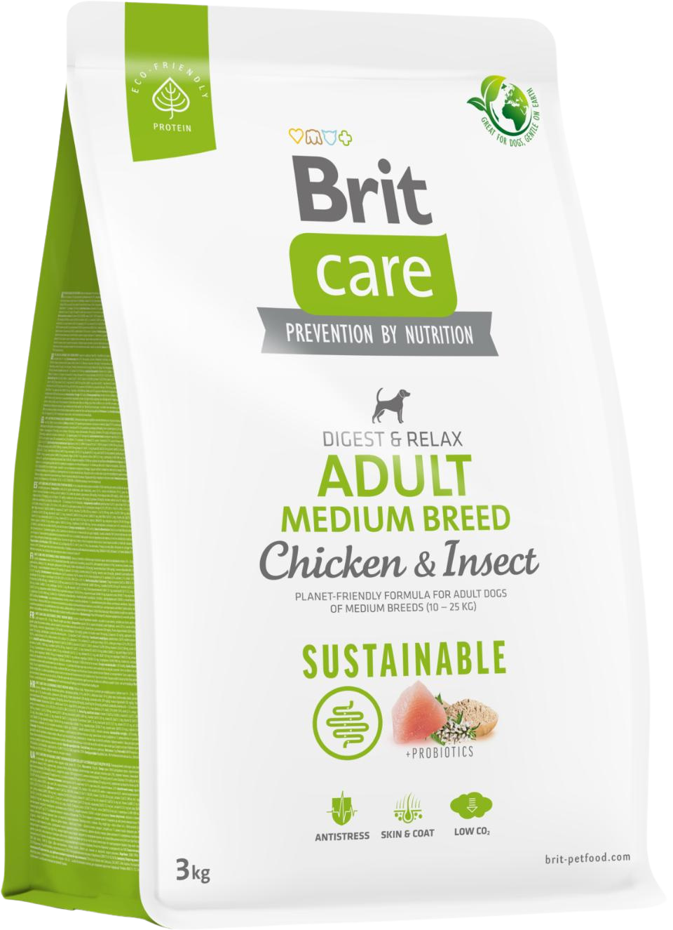 Brit Care Sustainable hundefoder voksen, Medium Breed, Kylling, 3 kg
