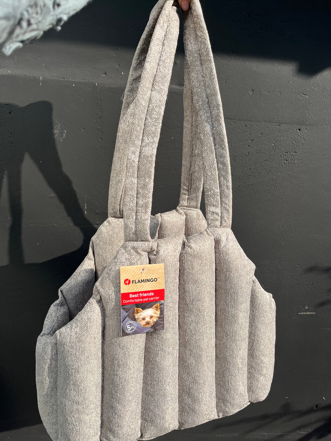 Grå hunde taske - flamingo