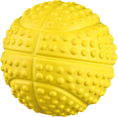 Sportbold, naturgummi, med lyd, gul - ø 5,5 cm